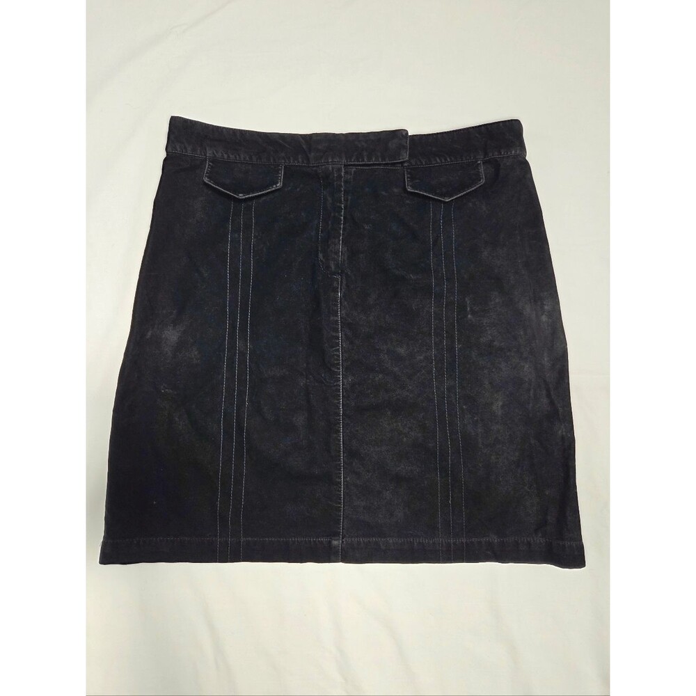 Vintage Anthropologie Black Rayon Velvet Skirt 8